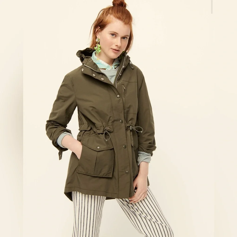 J. Crew Army Green Light weight Rain Jacket Size XXS